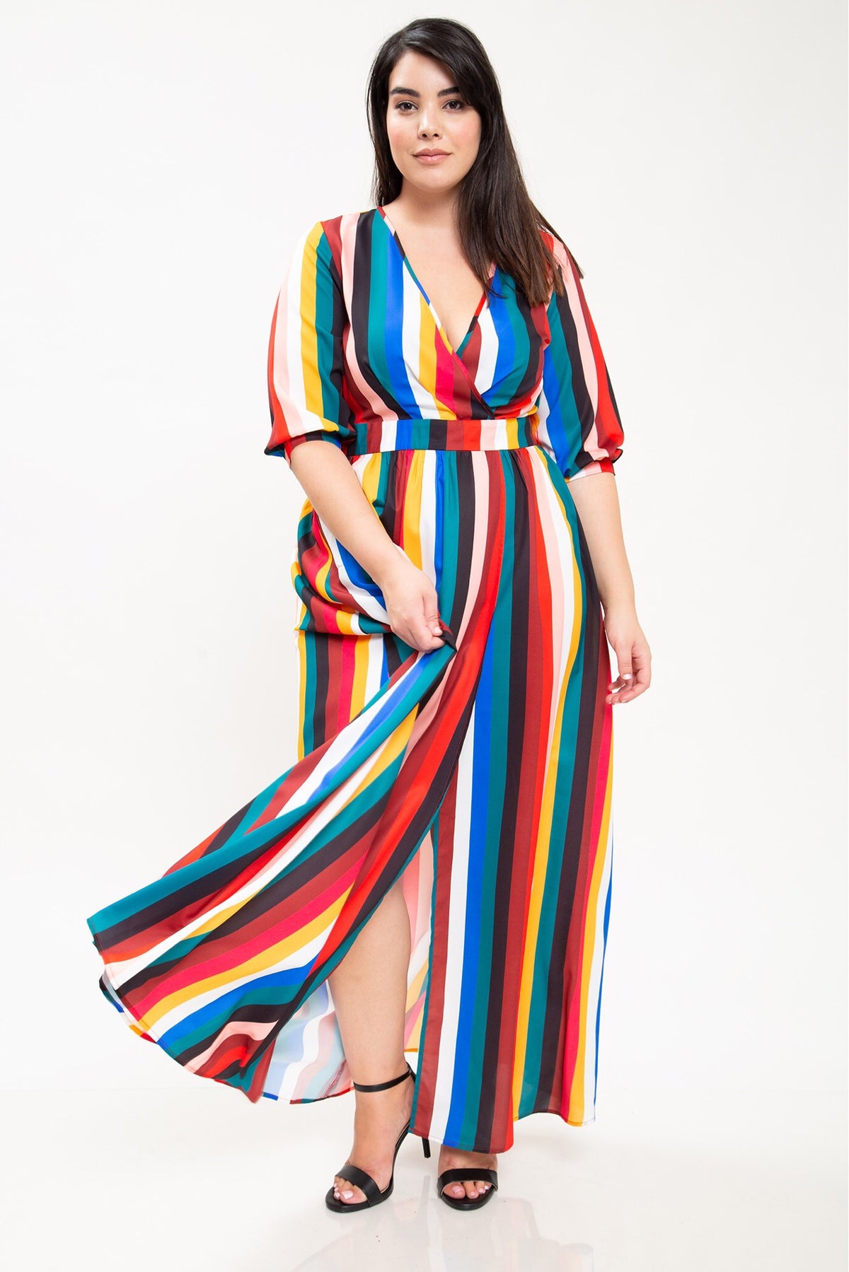 Curvy Color Sliced Dress - Comrade Shop