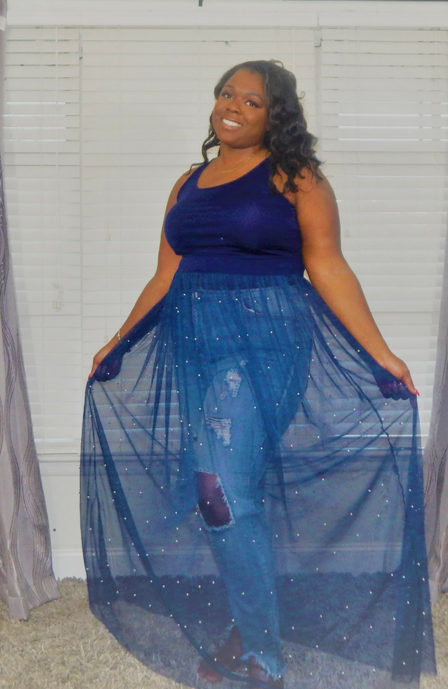 Blue Tulle With My Pearls Top