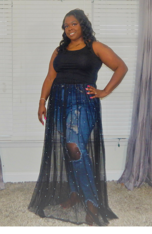 Black Tulle With My Pearls Top